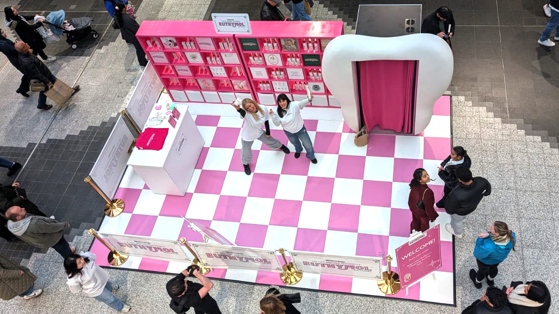 Immersive Euthymol brand pop-up with custom tooth build and sampling space in the UK
